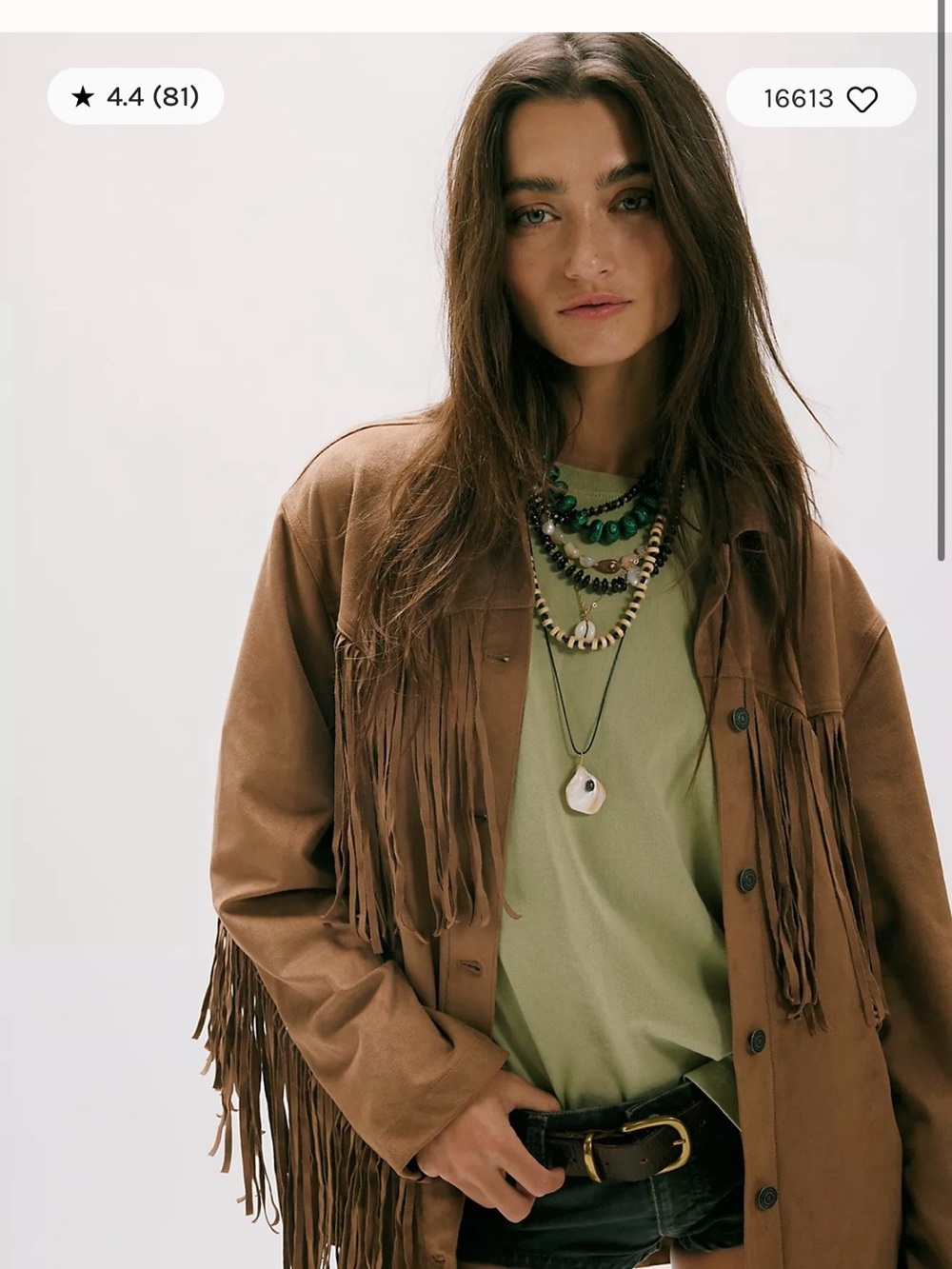 BNWT FREE PEOPLE Fringed Suede Jacket in Brown